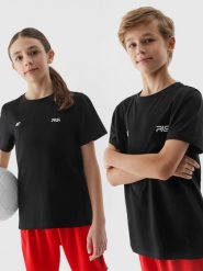 4F T-shirt z nadrukiem dziecięcy 4F x Robert Lewandowski - czarny 134 (8-9 lat). Czarne t-shirty i topy dla dziewczynek 4f, bez wzorów, z bawełny, bez ramiączek. W wyprzedaży za 49.99 zł.