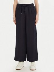 Marella Spodnie materiałowe Mattino 2513131084 Granatowy Wide Leg. Niebieskie spodnie materiałowe damskie Marella, bez wzorów, ze lnu. Za 419.99 zł.