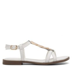 Sandały Lasocki. Białe klapki damskie Lasocki, bez wzorów, bez obcasa, na płaskiej podeszwie, bez zapięcia. Za 159.99 zł.