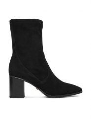 Gino Rossi Botki EO-TINA-1746 Czarny. Czarne botki damskie Gino Rossi, ze skóry, bez obcasa, na słupku, bez zapięcia. Za 379.99 zł.