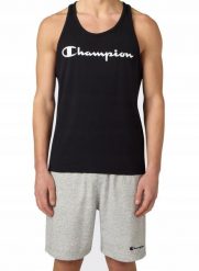 KOSZULKA męska CHAMPION bez rękawów 222282-KK001 sportowa tank top XL. Czarne koszulki sportowe męskie Champion, m, bez wzorów, z bawełny, bez kołnierzyka, bez ramiączek. Za 119.00 zł.
