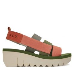 Sandały Fly London. Pomarańczowe sandały damskie Fly London, bez wzorów, bez obcasa, na koturnie, bez zapięcia. Za 309.99 zł.