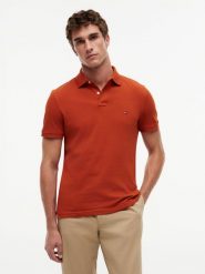 Tommy Hilfiger koszulka polo Mężczyźni Bawełna pomarańczowy, XL. Brązowe koszulki polo męskie Tommy Hilfiger, m, bez wzorów, z bawełny, sportowe, bez ramiączek. Za 329.95 zł.