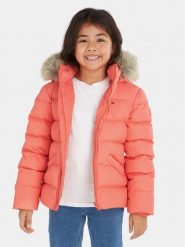 Tommy Hilfiger Kurtka puchowa Essential KG0KG07399 D Koralowy Regular Fit. Pomarańczowe buty zimowe dziewczęce Tommy Hilfiger, bez wzorów, z puchu, bez kaptura. Za 659.99 zł.