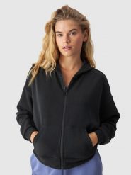 4F Bluza dresowa rozpinana z modalem damska - czarna L. Czarne bluzy damskie 4f, l, bez wzorów, z dresówki, z kapturem. W wyprzedaży za 79.99 zł.