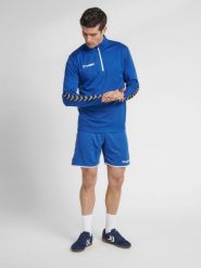Bluza Hummel demi-zip hmlAUTHENTIC. Niebieskie bluzy męskie Hummel, l, bez wzorów, z materiału, bez kaptura, na fitness i siłownię. Za 84.00 zł.