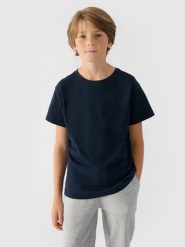 4F T-shirt gładki chłopięcy - granatowy 146 (10-11 lat). Niebieskie t-shirty dla chłopców 4f, bez wzorów, z bawełny, bez ramiączek. Za 29.99 zł.