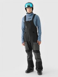 4F Spodnie snowboardowe z szelkami membrana 10000 męskie - czarne S. Czarne spodnie snowboardowe męskie 4f, m, bez wzorów, z dzianiny, narciarskie. W wyprzedaży za 349.99 zł.
