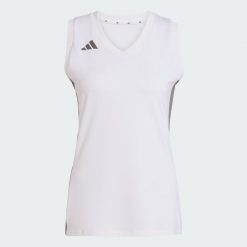 Koszulka Quickset Sleeveless Volleyball. Białe koszulki sportowe damskie Adidas, l, bez wzorów, bez kołnierzyka, bez ramiączek, do siatkówki, climacool (adidas). Za 199.00 zł.