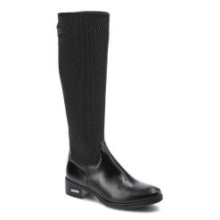 Czarne Kozaki Simen Damskie Eleganckie Buty Zimowe. Czarne kozaki damskie Simen, ze skóry, bez obcasa, na obcasie. Za 409.00 zł.