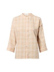 Opus Bluzka damska - Fountry Kobiety Sztuczne włókno biały|beżowy w kratkę, 40. Białe bluzki damskie Opus, bez wzorów, z włókna, bez kołnierzyka, bez ramiączek. Za 349.95 zł.