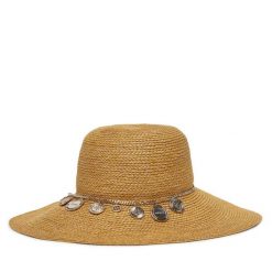 Kapelusz Guess. Brązowe czapki i kapelusze damskie Guess, z aplikacjami. Za 179.99 zł.