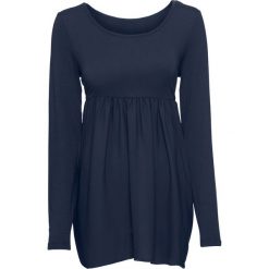 Długi shirt z różnych materiałów bonprix ciemnoniebieski. Bluzki damskie bonprix. Za 49.99 zł.
