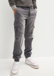 Dżinsy dresowe Regular Fit Straight z kieszeniami z boku nogawki. Szare jeansy męskie bonprix. Za 169.99 zł.