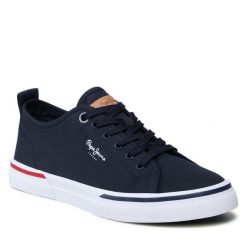 Tenisówki Pepe Jeans. Niebieskie półbuty na co dzień męskie Pepe Jeans, bez wzorów, z jeansu, bez zapięcia. Za 219.99 zł.