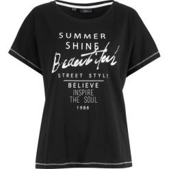 T-shirt z nadrukiem i okrągłym dekoltem bonprix czarny z nadrukiem. Bluzki damskie bonprix. Za 34.99 zł.