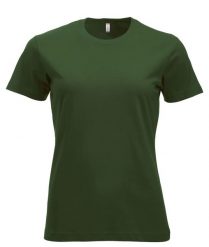 Clique New Classic-T Women – klasyczny T‑shirt z ringspun cotton – bottle green. Zielone t-shirty damskie CLIQUE, xl, bez wzorów, z bawełny, klasyczne, bez kołnierzyka. Za 104.39 zł.