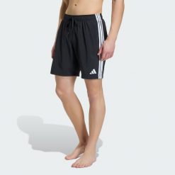 Szorty do pływania 3 stripes 8 inch. Białe krótkie spodenki sportowe męskie Adidas, m, bez wzorów, z materiału, do pływania. Za 149.00 zł.