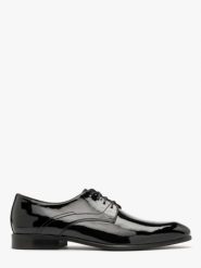 Czarne lakierowane półbuty męskie. Czarne eleganckie półbuty Ryłko, z lakierowanej skóry, bez zapięcia. W wyprzedaży za 379.99 zł.
