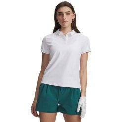 Damska koszulka polo Under Armour Drive Chill. Białe obuwie sportowe damskie Under Armour, bez wzorów, na golfa. Za 428.50 zł.