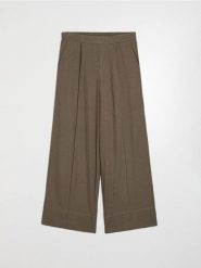 Spodnie wide leg z wiskozą i domieszką lnu - brązowy. Brązowe spodnie materiałowe damskie Sinsay, l, bez wzorów, z wiskozy. Za 59.99 zł.
