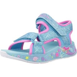 Sandały SKECHERS LIGHTS MERMAID DR Niebieski. Niebieskie sandały damskie Skechers, bez wzorów, z tkaniny, bez obcasa, bez zapięcia. Za 206.99 zł.