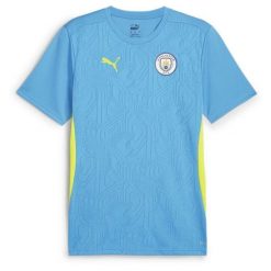 Koszulka treningowa Manchester City 2024/25. Niebieskie koszulki sportowe męskie Puma, bez wzorów, bez kołnierzyka, bez ramiączek, do piłki nożnej. W wyprzedaży za 223.00 zł.