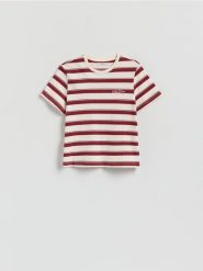 T-shirt z haftem - Inny. T-shirty damskie Reserved, l, bez wzorów, z bawełny, bez kołnierzyka. Za 49.99 zł.
