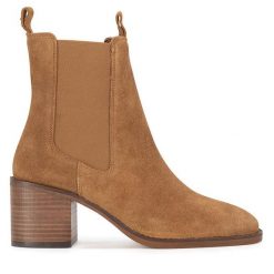 Botki Sergio Bardi. Brązowe botki damskie Sergio Bardi, bez obcasa, na słupku, bez zapięcia. Za 299.99 zł.