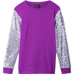 Shirt z cekinami bonprix fiołkowo-srebrny. T-shirty i topy dla dziewczynek marki bonprix. Za 32.99 zł.