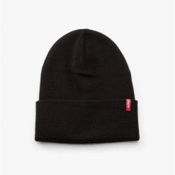 Kapelusz Levi's Slouchy Red Tab Beanie. Czarne czapki i kapelusze męskie Levi's, bez wzorów, z materiału. Za 97.75 zł.
