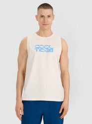 Чоловіча однотонна майка tank top regular - білий. Koszulki sportowe męskie 4f, s, bez wzorów, z jersey, bez kołnierzyka. W wyprzedaży za 549.90 zł.