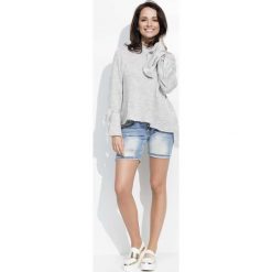 Jasno Szary Luźny Sweter z Wiązaniem na Rękawach. Swetry damskie Molly.pl. Za 104.90 zł.