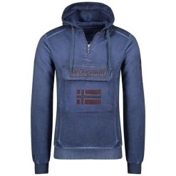 Bluza 3/4 zip męska Geographical Norway GYMCLASS EO TIEDYE BADGE MEN 100 z. Niebieskie bluzy sportowe męskie Geographical Norway, m, bez wzorów, bez kaptura. Za 129.00 zł.