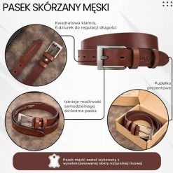 Pasek męski skórzany premium z klasyczną klamrą elegancki koniakowy 120 cm Paolo Peruzzi PG-09-CG-120. Paski damskie bez wzorów, ze skóry, eleganckie. Za 64.00 zł.