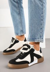 Czarno-Beżowe Sneakersy Tenisówki z Ozdobnym Językiem Alaviela. Czarne trampki i tenisówki damskie Born2be, bez wzorów, z jeansu, eleganckie, bez zapięcia. Za 89.99 zł.