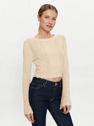 Guess Sweter Adaline W4GR08 Z2U00 Beżowy Regular Fit. Brązowe swetry damskie Guess, l, z aplikacjami, z syntetyku, bez kołnierzyka, bez ramiączek, bez kaptura. Za 429.99 zł.