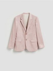 Marynarka slim fit - pastelowy róż. Czerwone marynarki męskie Reserved, bez wzorów, z tkaniny. Za 359.99 zł.