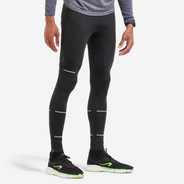 Legginsy do biegania męskie Kiprun Run 500 Dry. Czarne legginsy sportowe męskie KIPRUN, m, bez wzorów, z elastanu, do biegania. W wyprzedaży za 119.99 zł.