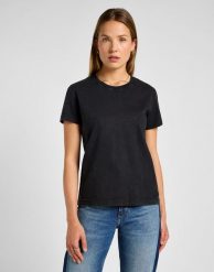 DAMSKA KOSZULKA LEE PERFECT TEE UNIONALL BLACK 112355164. Czarne t-shirty damskie Lee, xs, bez wzorów, bez kołnierzyka. Za 79.99 zł.