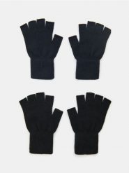 Rękawiczki mitenki z domieszką wiskozy 2 pack - granatowy. Niebieskie rękawiczki męskie Sinsay, bez wzorów, z wiskozy. Za 9.99 zł.