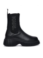 KARL LAGERFELD Botki Kreeper Wedge KL44460 Czarny. Czarne botki damskie KARL LAGERFELD, ze skóry, bez obcasa, na płaskiej podeszwie, bez zapięcia. Za 1,184.00 zł.