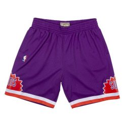 Szorty Phoenix Suns Swingman. Fioletowe krótkie spodenki sportowe męskie Mitchell & Ness, bez wzorów, do koszykówki. Za 397.50 zł.