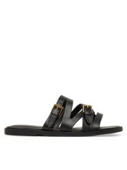 Guess Klapki FLJGRY LEA03 Czarny. Czarne klapki damskie Guess, z aplikacjami, ze skóry, bez obcasa. Za 549.99 zł.