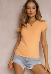 Pomarańczowy T-shirt Doriamara. Brązowe koszule damskie Renee, l, bez wzorów, z bawełny, sportowe, bez kołnierzyka, bez ramiączek. Za 29.99 zł.