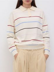 Sweter z kołnierzykiem - wielobarwny. Swetry damskie Reserved, l, bez wzorów, z dzianiny, bez kołnierzyka, bez ramiączek, bez kaptura. Za 139.99 zł.