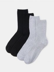 Prążkowane skarpetki 4 pack - szary. Szare skarpety damskie Sinsay, bez wzorów, prążkowane. Za 17.99 zł.