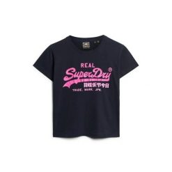 Damska koszulka fluorescencyjna o wąskim kroju Superdry. Niebieskie t-shirty damskie Superdry., l, bez wzorów, bez kołnierzyka. Za 143.70 zł.