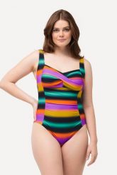 Damski Kostium kąpielowy cieniowanie miękkie miseczki drapowanie. Czarne kostiumy jednoczęściowe damskie Ulla Popken, plus size, bez wzorów, z elastanu, plus size, do pływania. Za 239.99 zł.