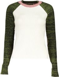 Desigual BIAŁY SWETER DESIGUAL DAMSKI S. Białe swetry damskie Desigual, s, bez wzorów, bez kołnierzyka, bez ramiączek, bez kaptura. Za 229.12 zł.